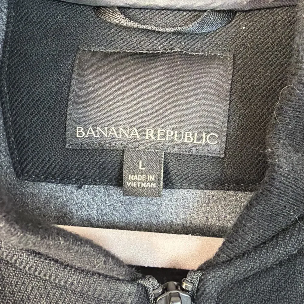 Banana Republic Jacket Mens Large Black Performance Outerwear Full‎ Zip Bomber